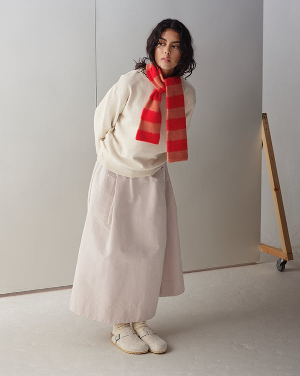 JG Small Brushed Stripe Scarf Poppy/Plaster