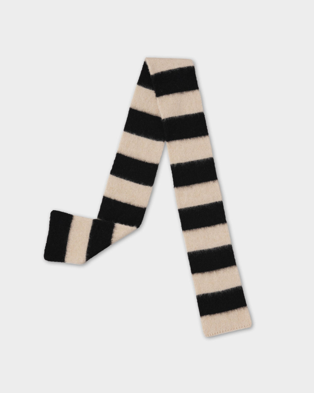 JG Small Brushed Stripe Scarf Black/Oatmeal