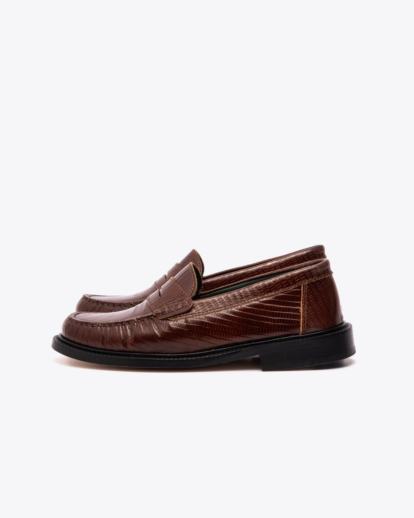 Vinny's Yardee Mocassin Loafer Lizard Pattern Brown