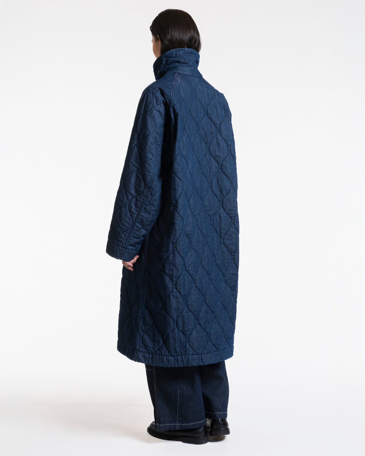 G.o.D Army Trench Quilted Denim Indigo