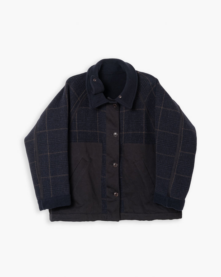 Army Caban Reversible Tambura Golf Wool Navy/Brown Check