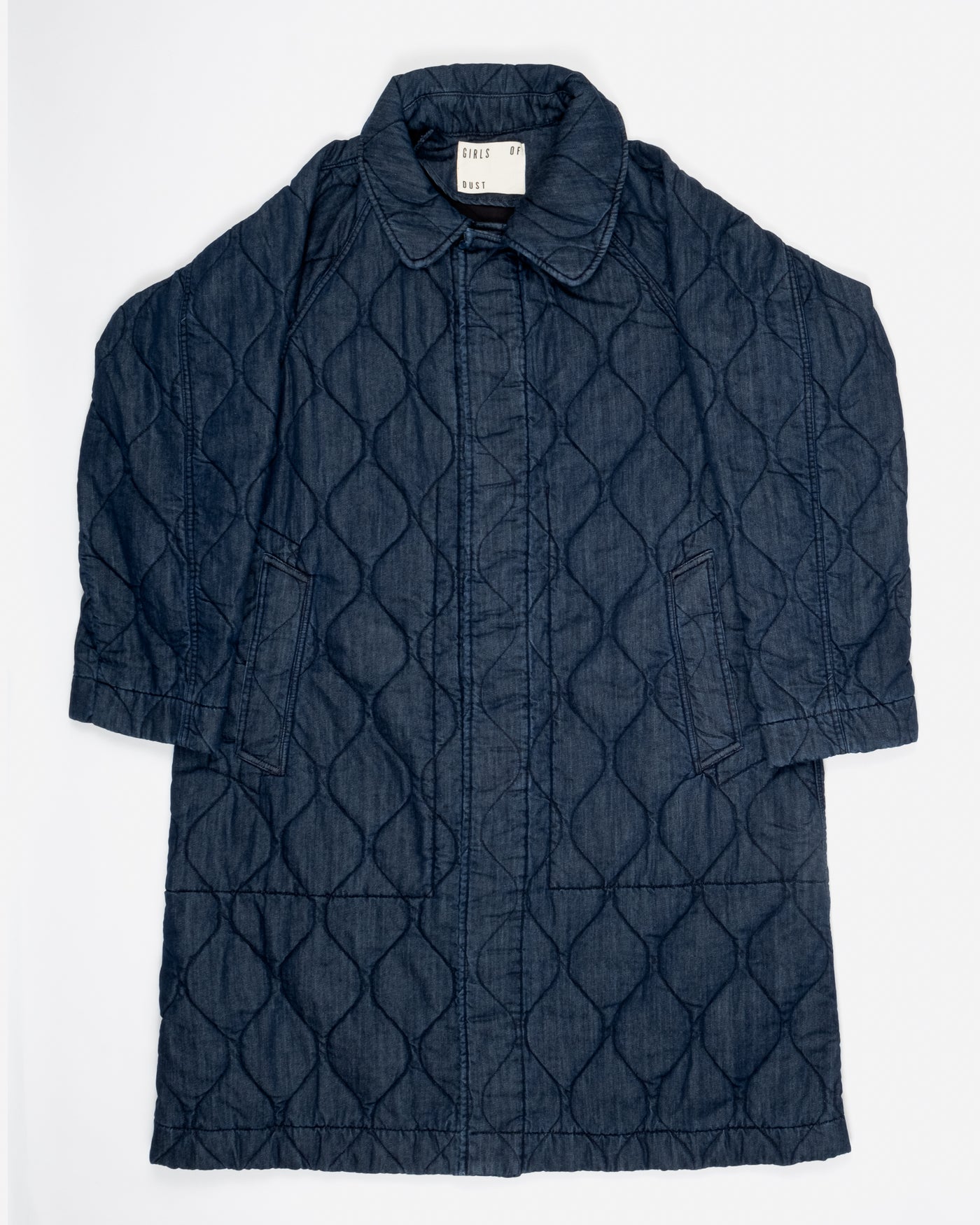 G.o.D Army Trench Quilted Denim Indigo