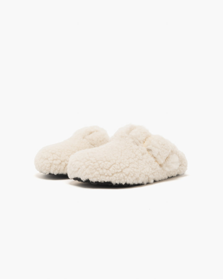 Birkenstock ボストン ビッグバックル テディ エッグシェル
