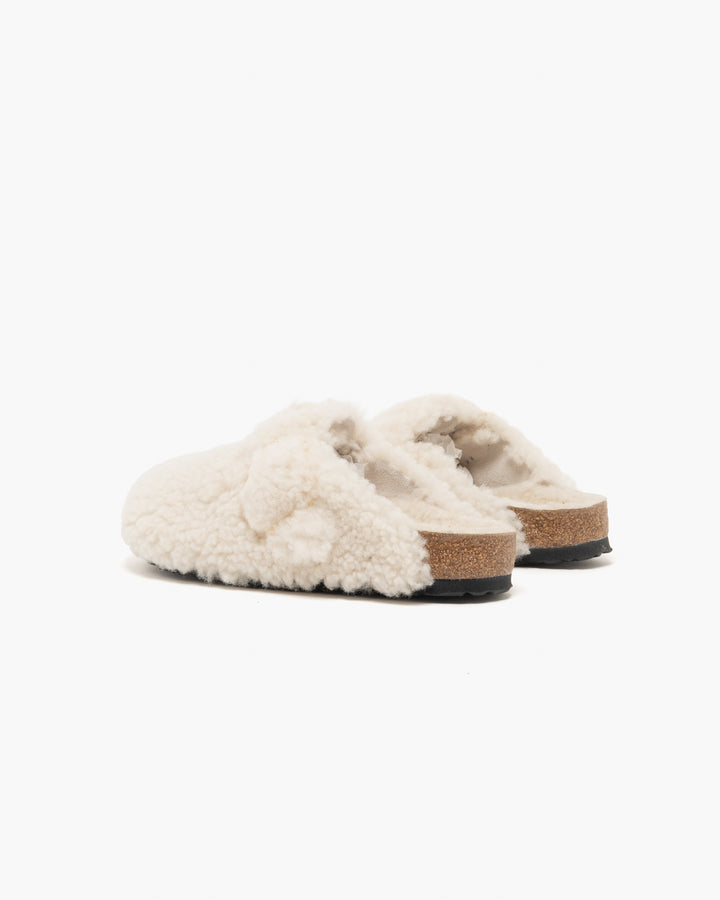 Birkenstock ボストン ビッグバックル テディ エッグシェル