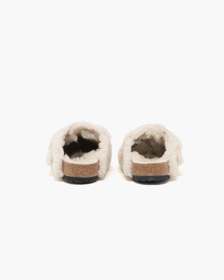 Birkenstock ボストン ビッグバックル テディ エッグシェル