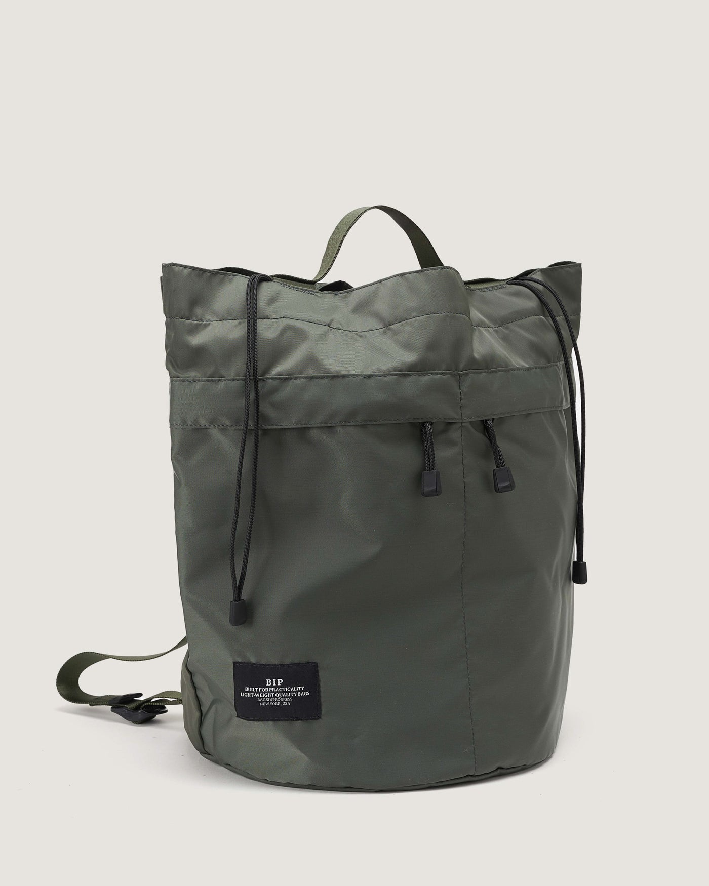 Bucket Backpack Nylon Twill Khaki Green