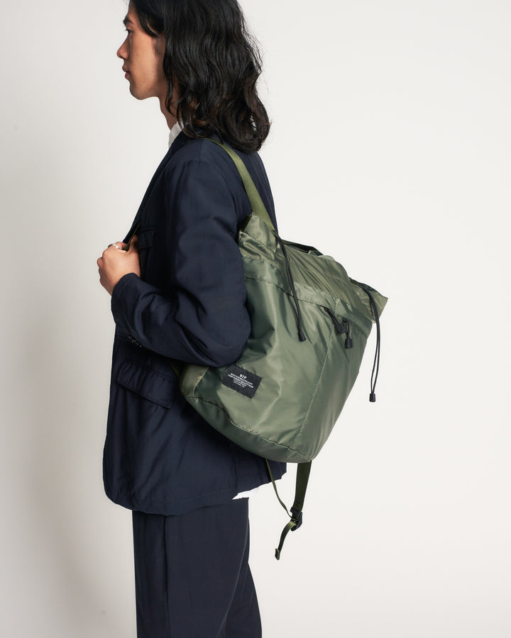 Bucket Backpack Nylon Twill Khaki Green