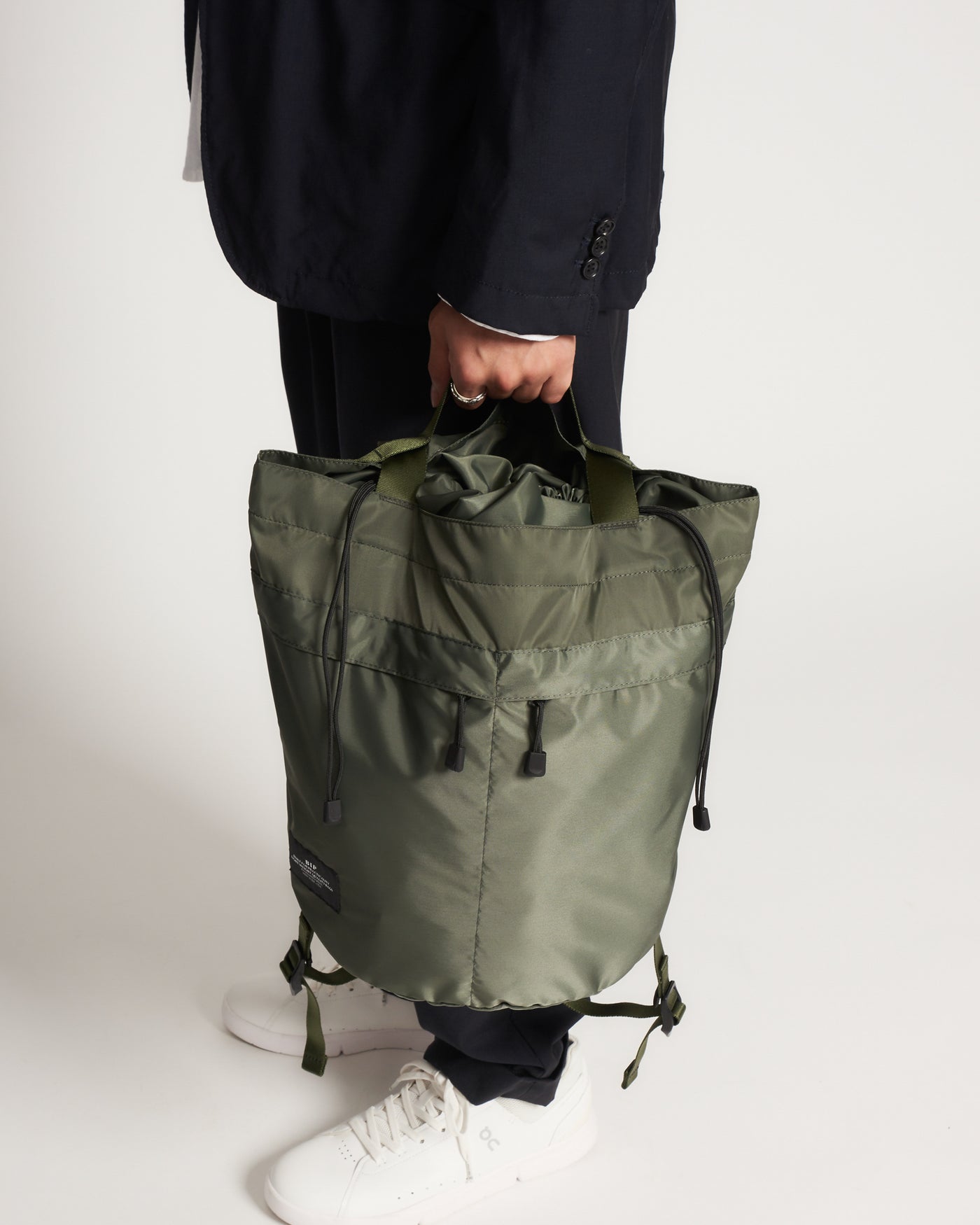 Bucket Backpack Nylon Twill Khaki Green