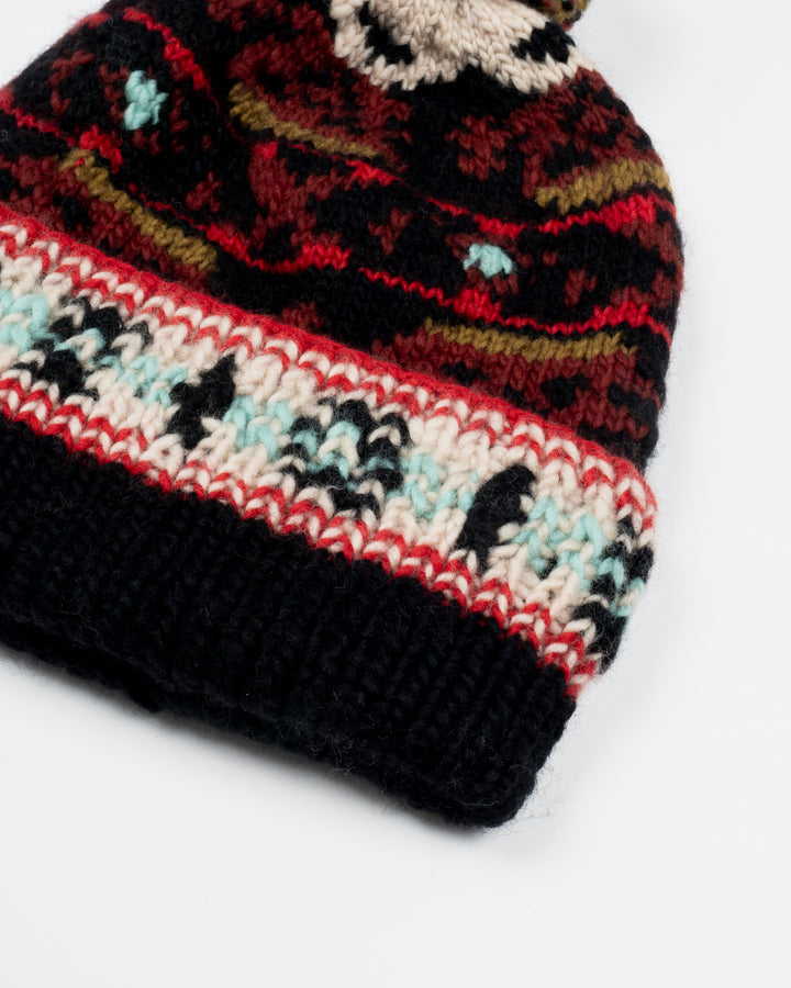 Chamula Double Cuff Beanie Navajo Black