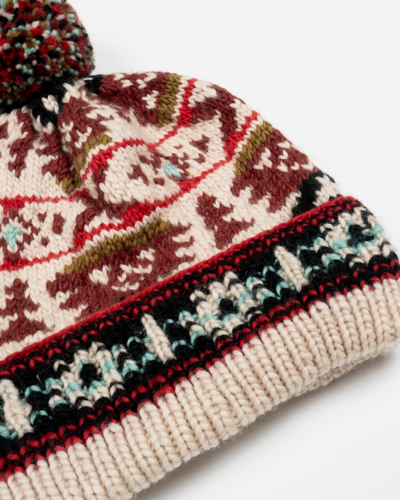 Chamula Double Cuff Beanie Navajo Tan