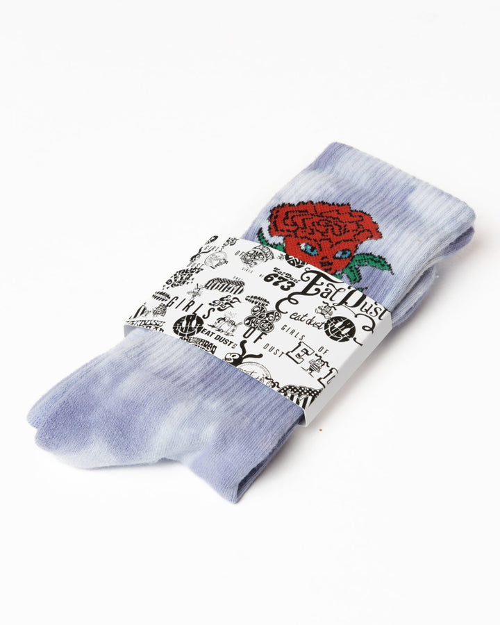 Rose Socks Cotton Tie Dye Violet
