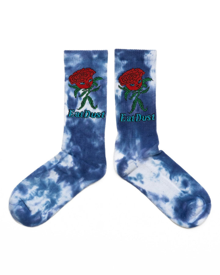 Rose Socks Cotton Tie Dye Blue
