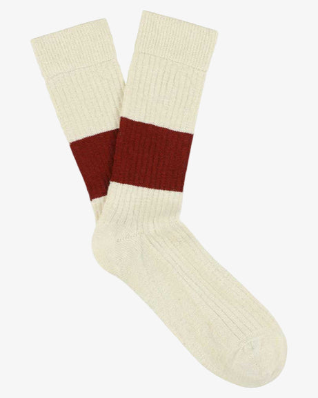 Escuyer Melange Band Socks Ecru/Brick