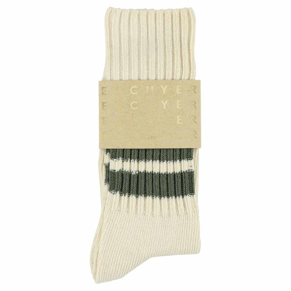 Escuyer Crew Stripes Sock Ecru/Khaki