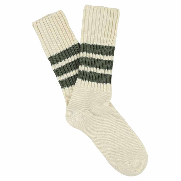Escuyer Crew Stripes Sock Ecru/Khaki