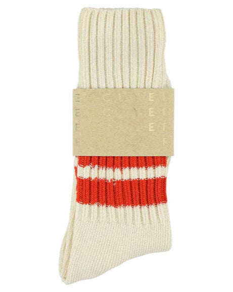 Escuyer Crew Stripes Sock Ecru/Orange