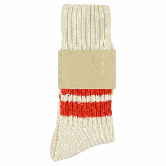Escuyer Crew Stripes Sock Ecru/Orange