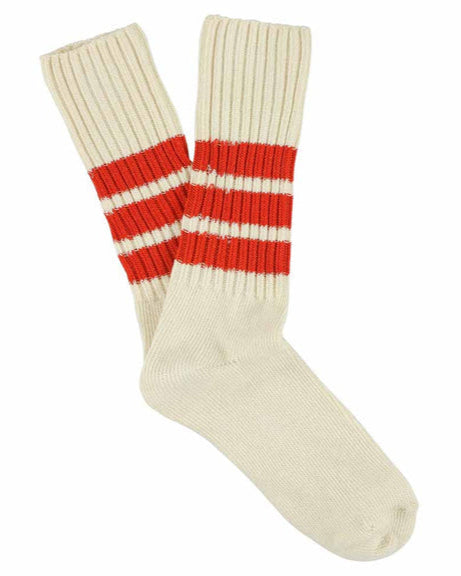 Escuyer Crew Stripes Sock Ecru/Orange