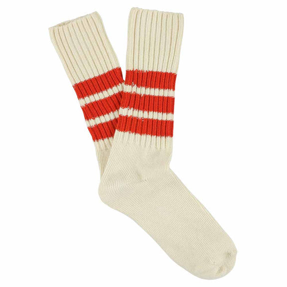 Escuyer Crew Stripes Sock Ecru/Orange