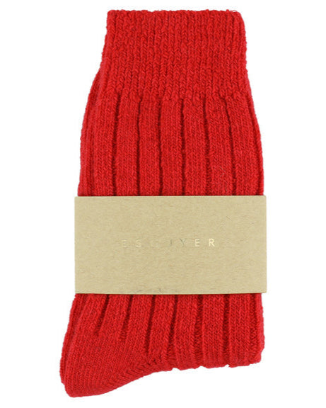 Escuyer Women's Cashmere Crew Socks Red