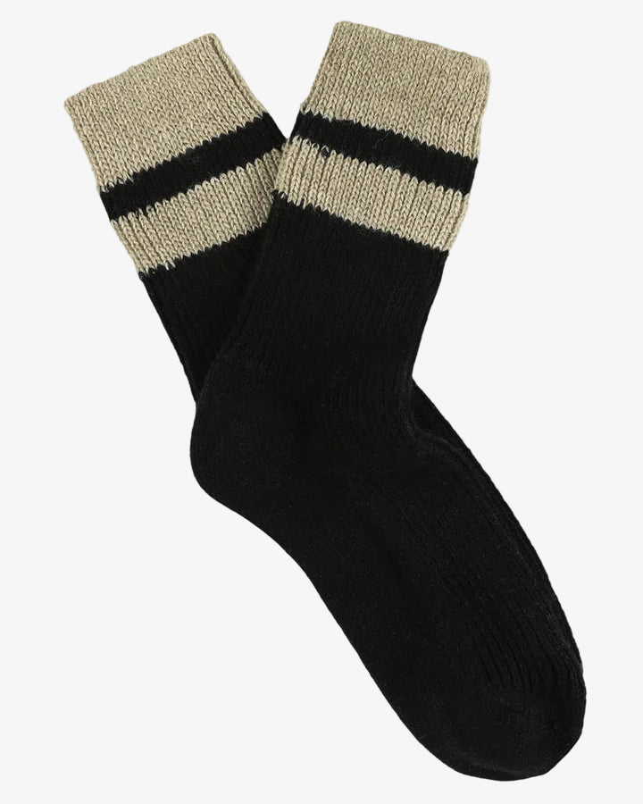 Escuyer Women's Cashmere Striped Socks Black / Beige