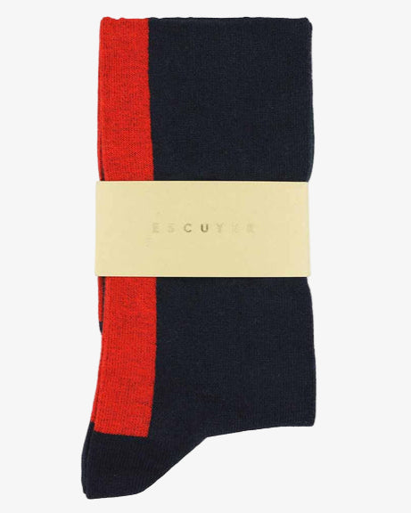 Escuyer Women's Knee High Socks Navy/Red