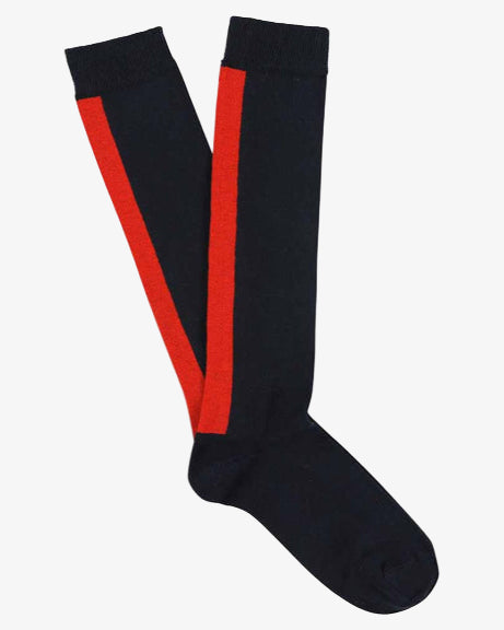 Escuyer Women's Knee High Socks Navy/Red