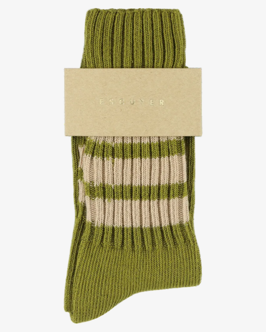 Escuyer Crew Stripes Socks Khaki / Pink