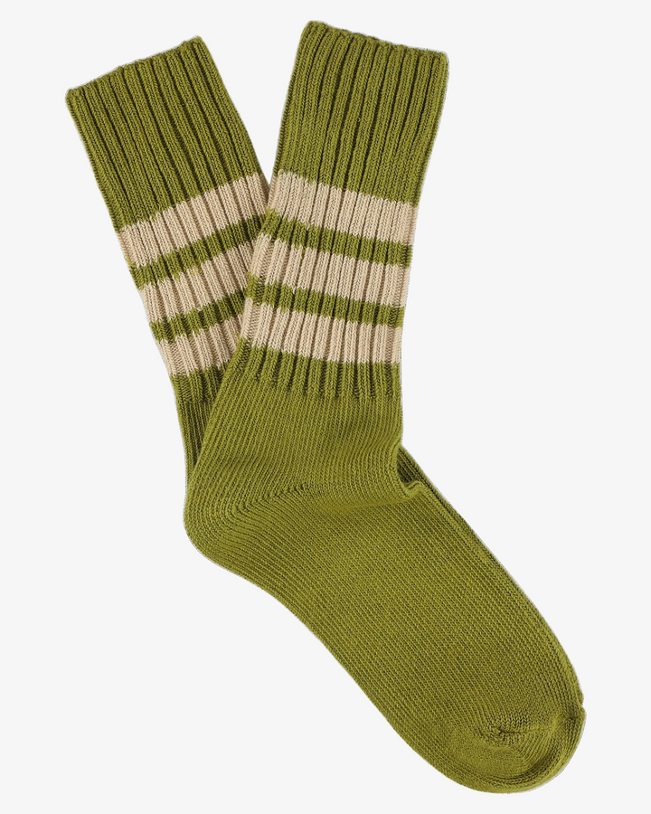 Escuyer Crew Stripes Socks Khaki / Pink