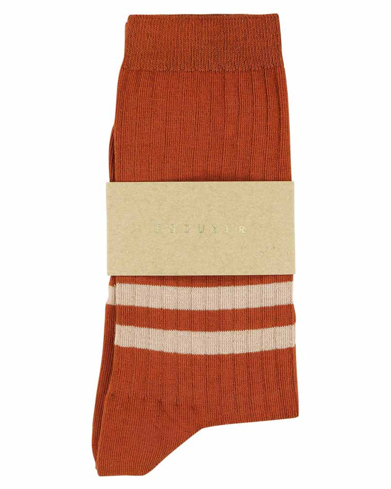 Escuyer Stripes Socks Brick/Pink