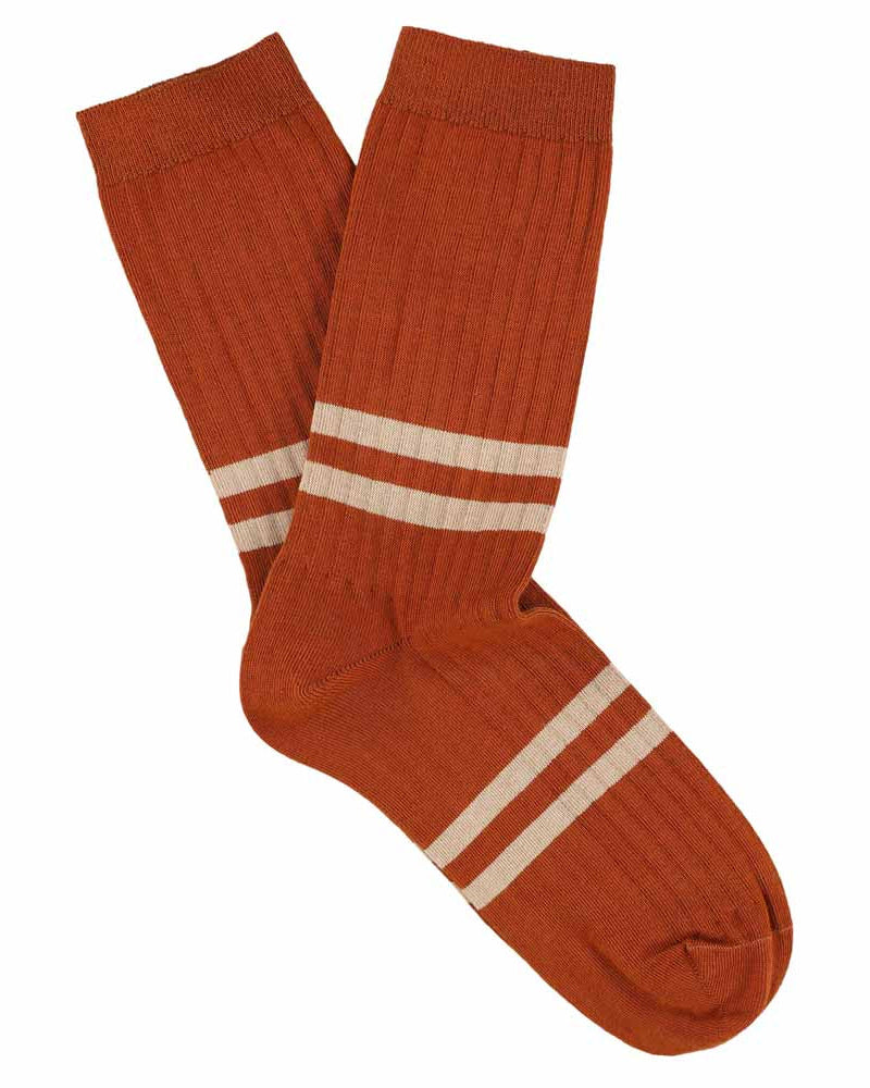 Escuyer Stripes Socks Brick/Pink