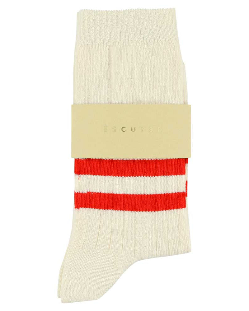 Escuyer Stripes Socks Ecru/Orange