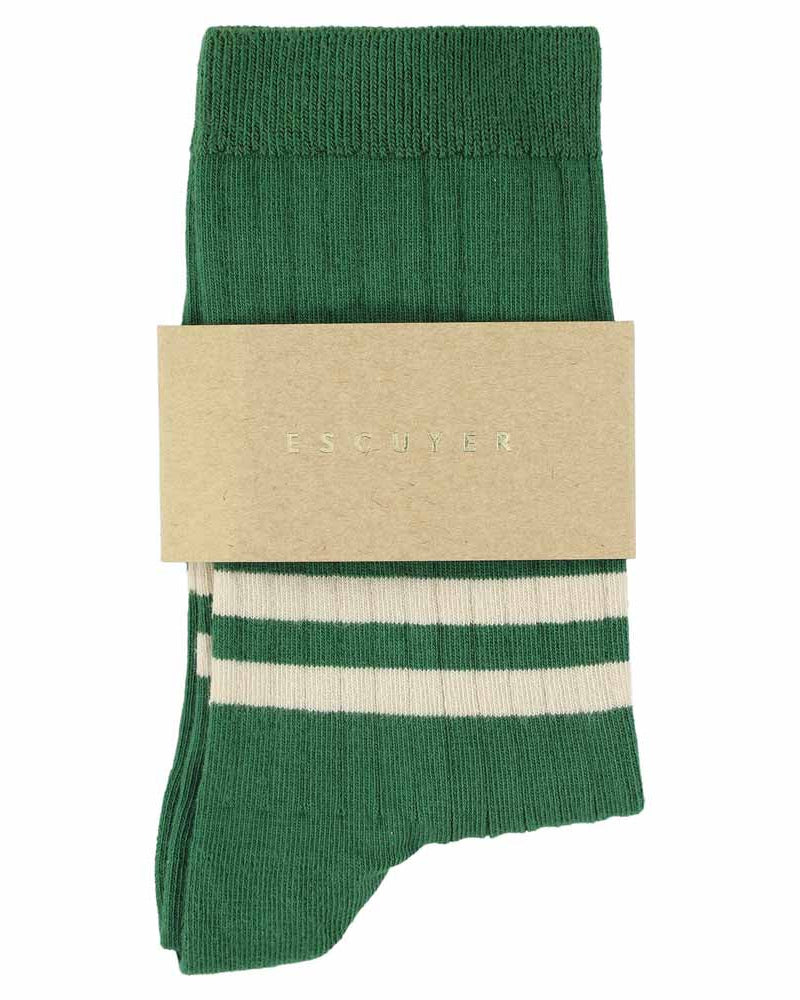 Escuyer Stripes Socks Green/Ecru