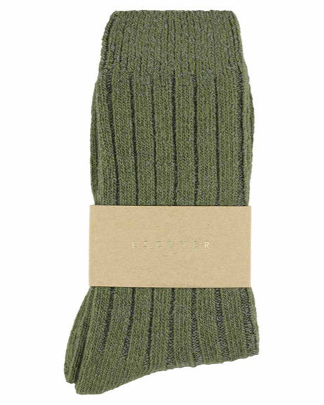 Escuyer Women's Cashmere Crew Socks Khaki