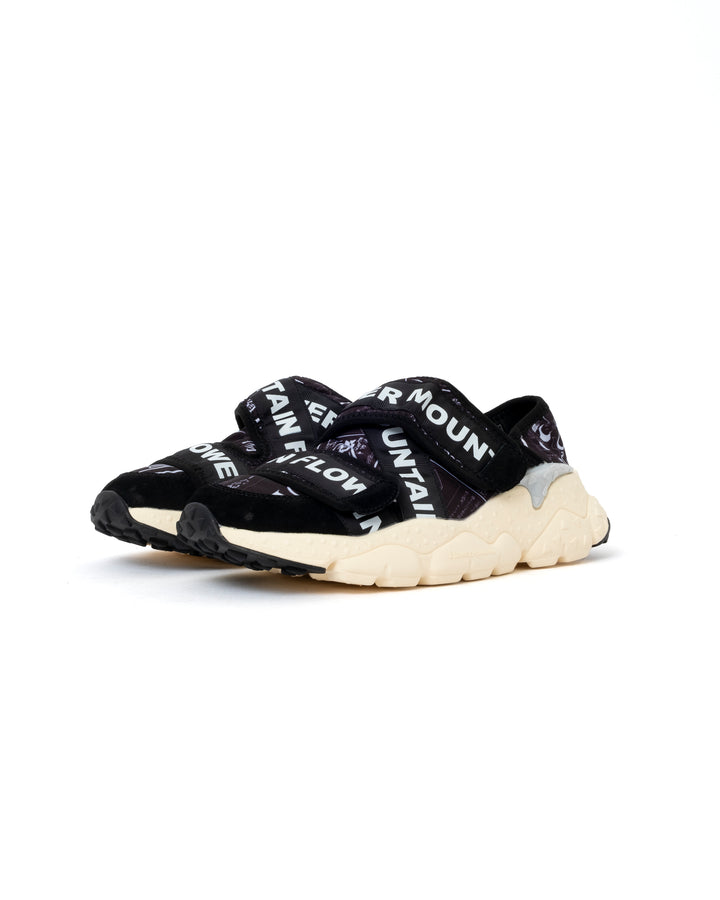 Flower Mountain New Camp Suede/Nylon Newspaper Black/White (Woman)