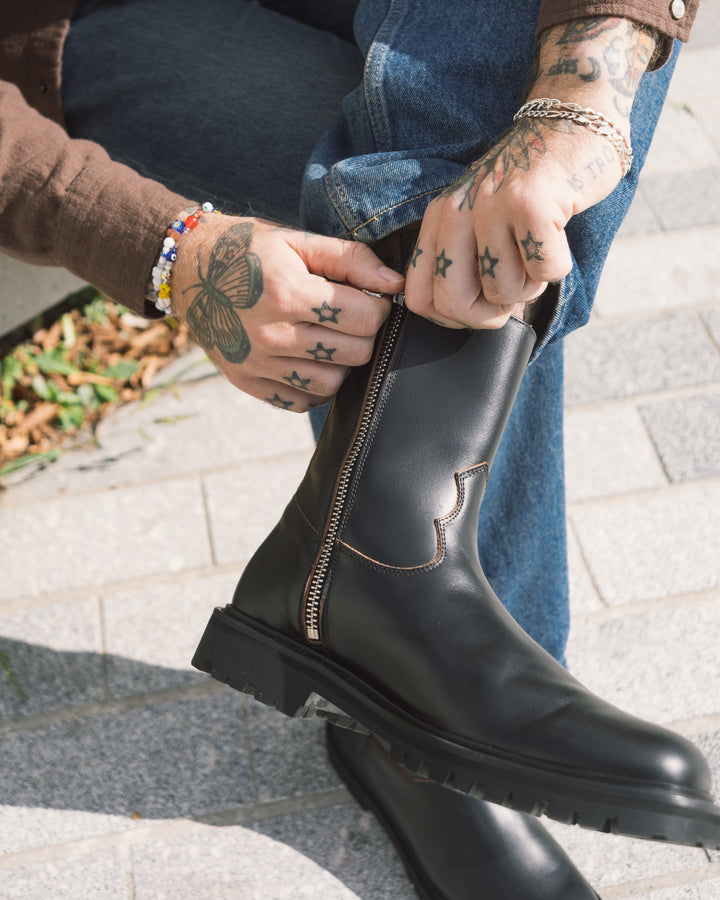 Vinny's Moto Boot Nappa Leather Black