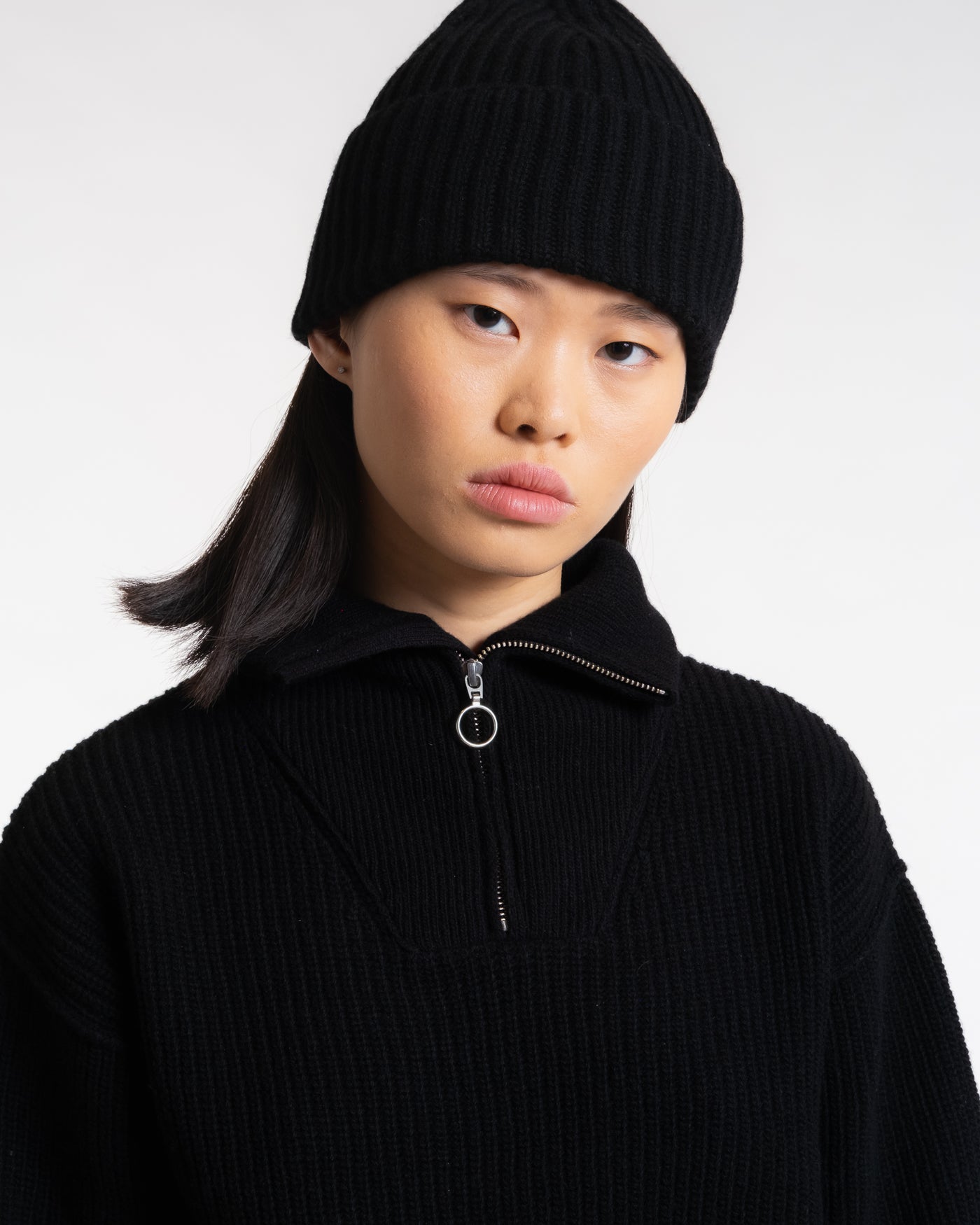 Wool Cashmere Beanie Black