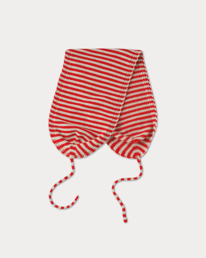JG Striped Scarf with Ties Poppy/Oatmeal