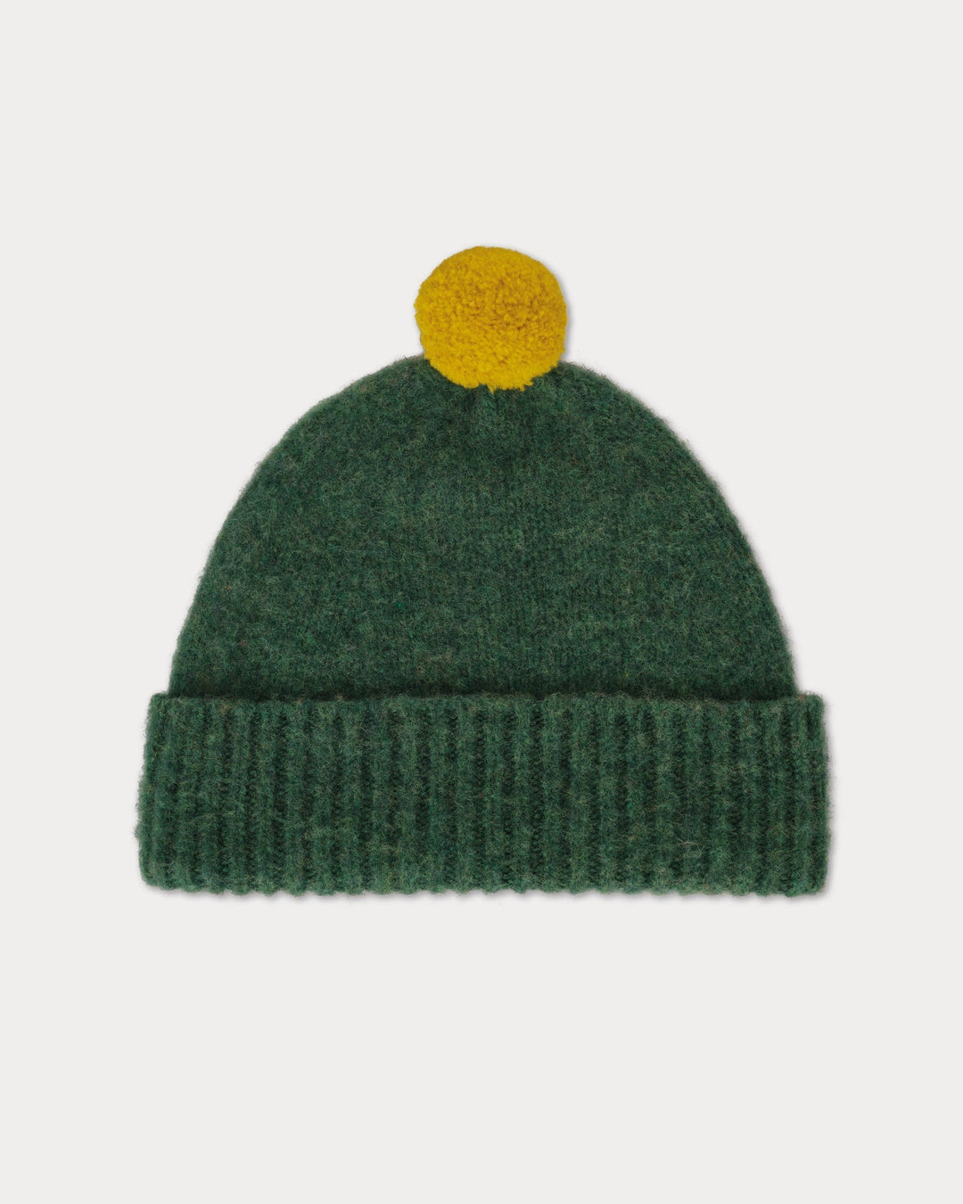 JG Brushed Plain Hat Contrast Pompom Asparagus