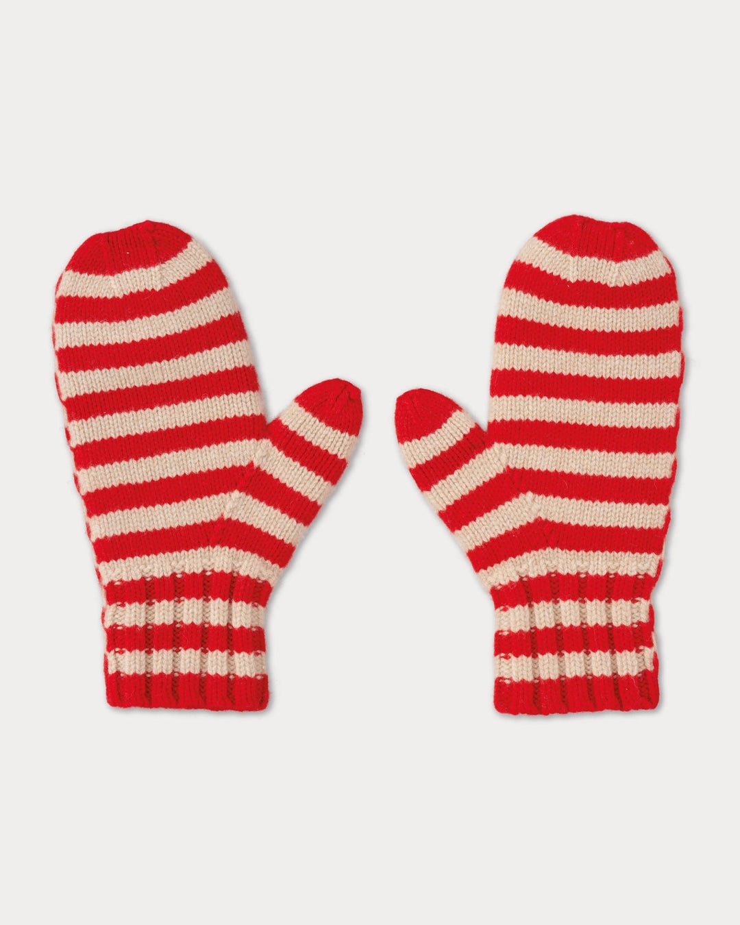 JG Felted Stripe Mittens Poppy/Oatmeal