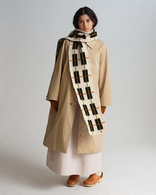 JG Brushed Tartan Scarf Oatmeal