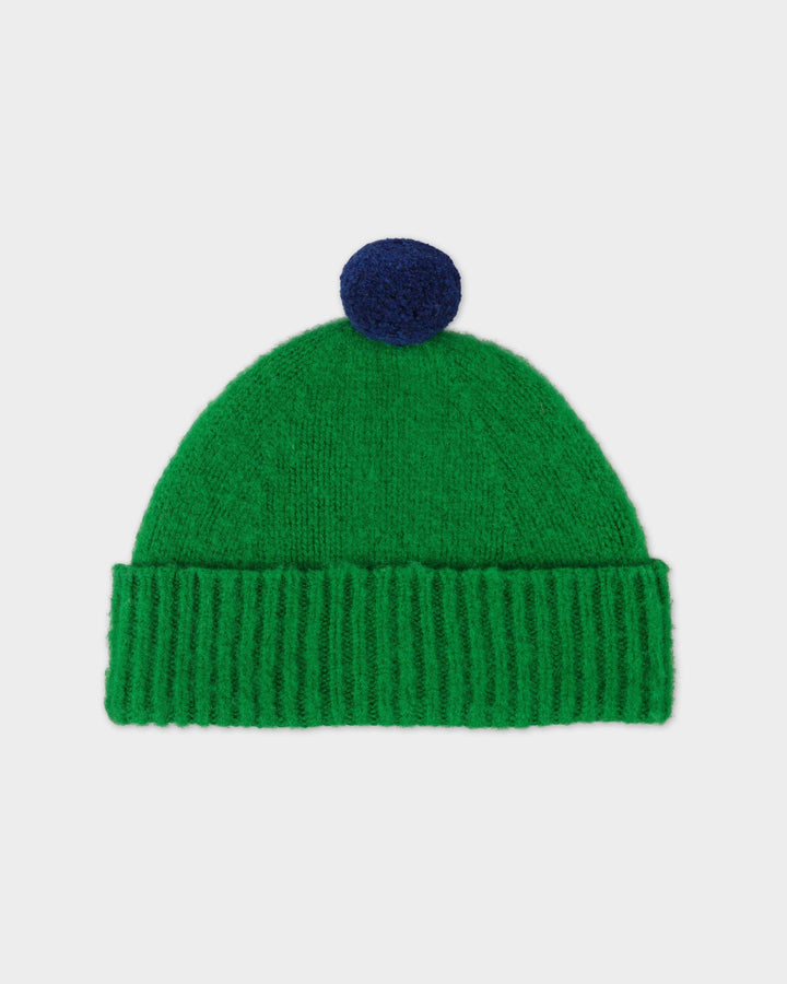 JG Brushed Plain Contrast Pom Pom Hat Pagoda