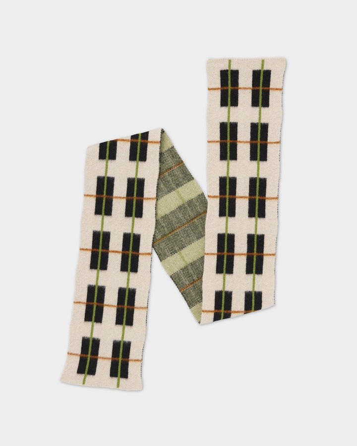 JG Brushed Tartan Scarf Oatmeal