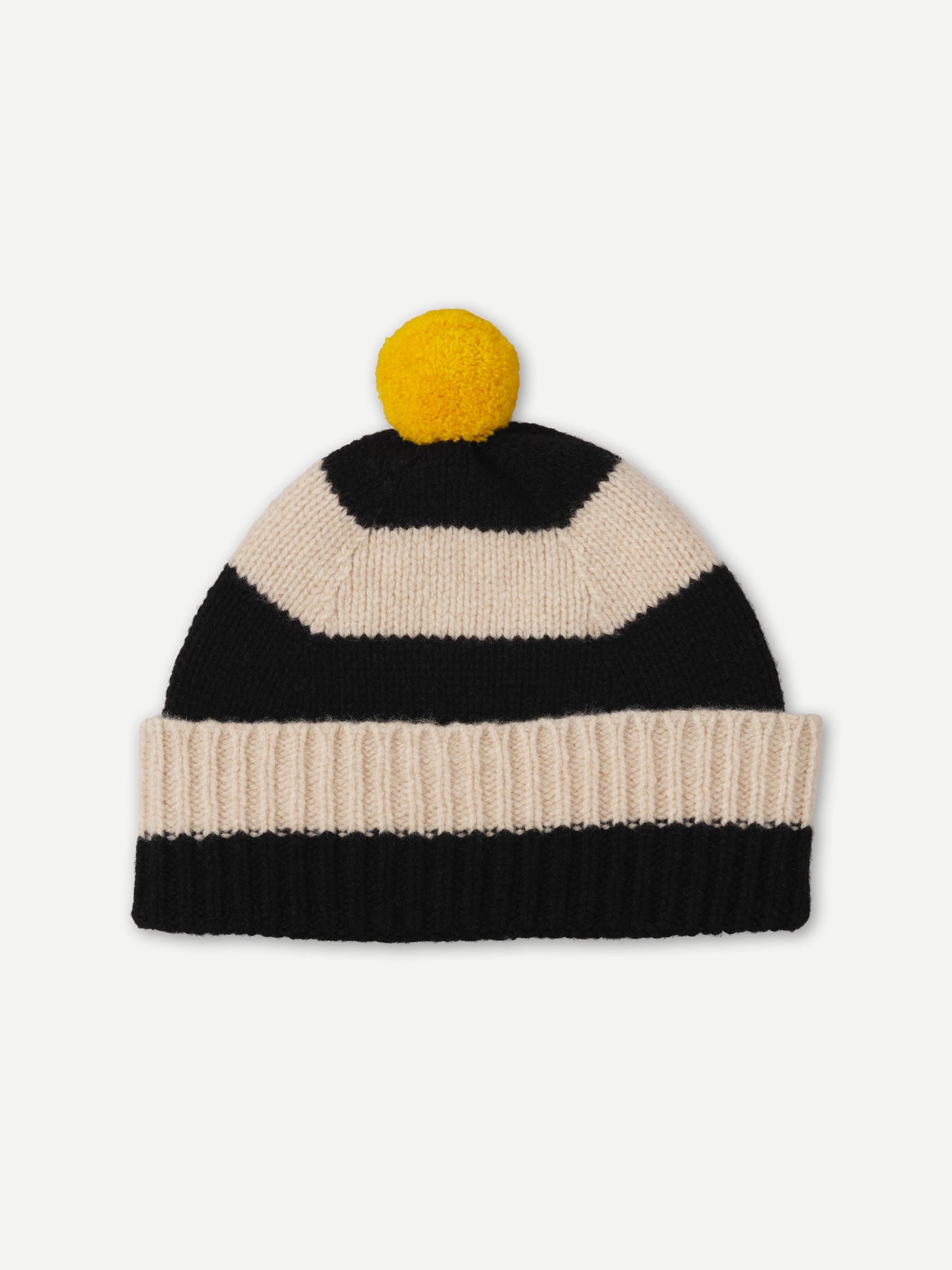 JG Stripe Pompom Hat Black/Oatmeal