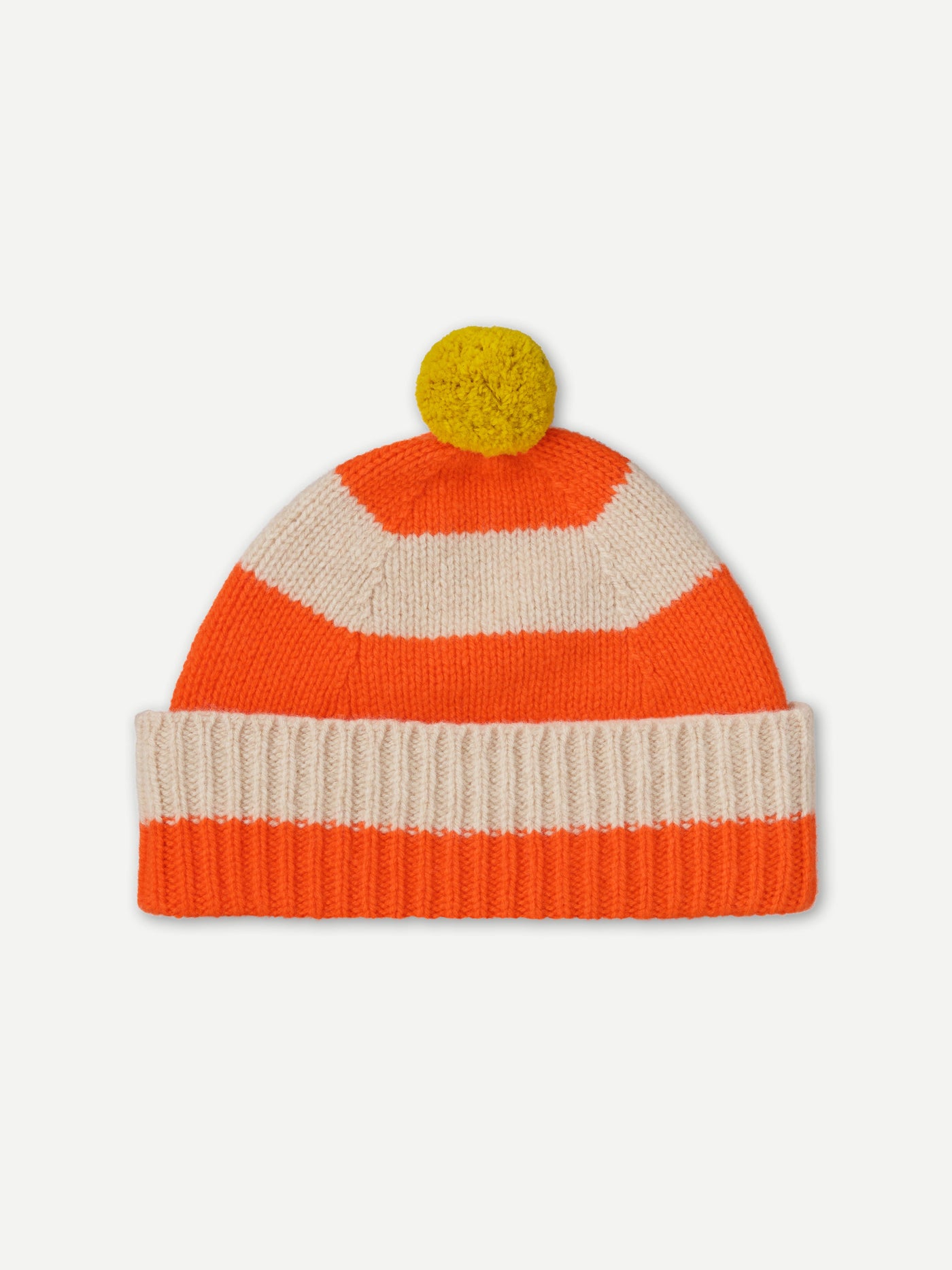 JG Stripe Pompom Hat Orange Gloss/Oatmeal