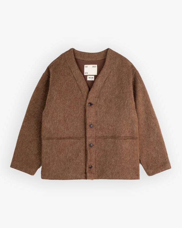 Basic Cardigan Mohair Fleece Java Brown