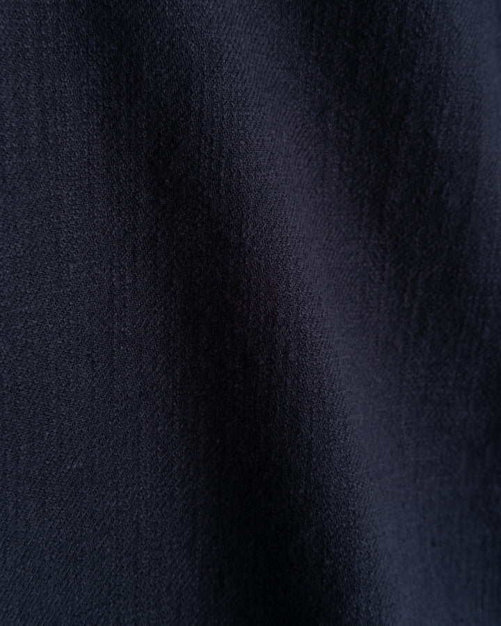 Western Shirt Slub Cotton Navy/Offwhite