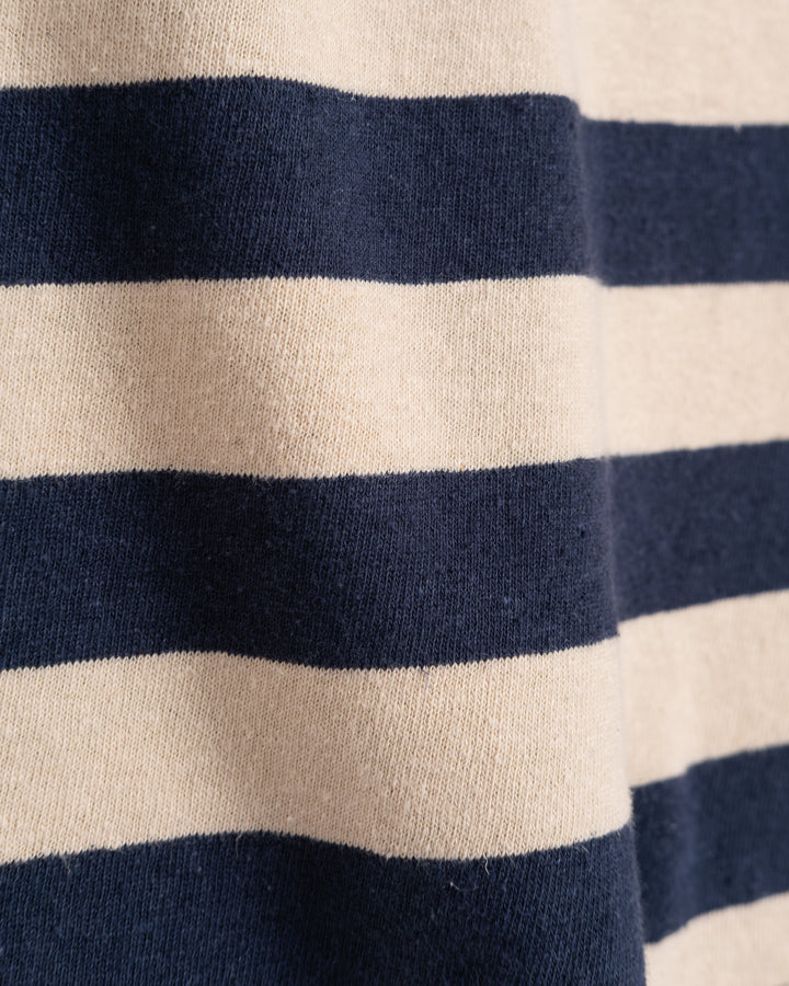 ポケットT ストライプ コットンリネン インドブルー/ウィート