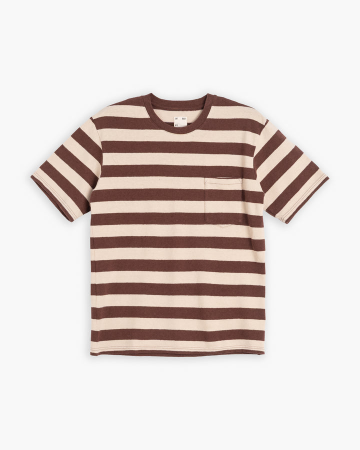 Pocket T Stripe Cotton Linen Henna/Wheat