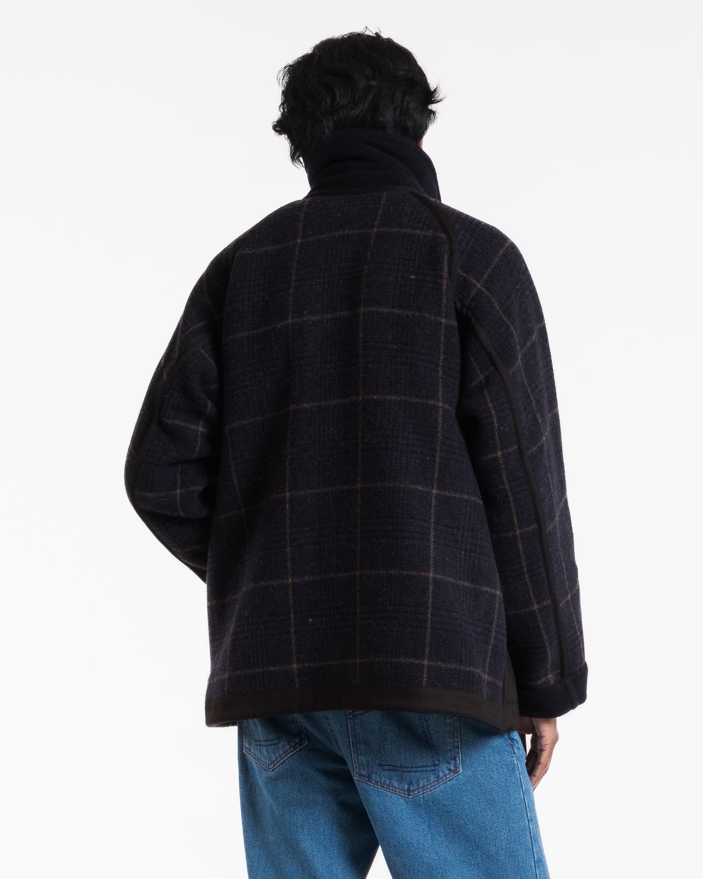 Army Caban Tambura Golf Wool Navy/Brown Check